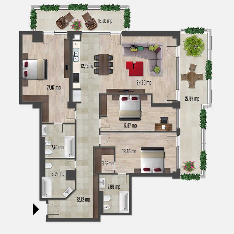 Apartament 4 camere &dash; tip 10