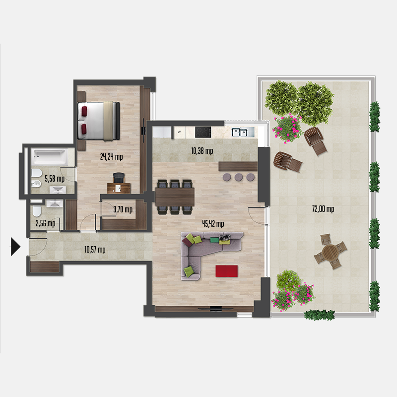 Apartament 2 camere &dash; tip 12