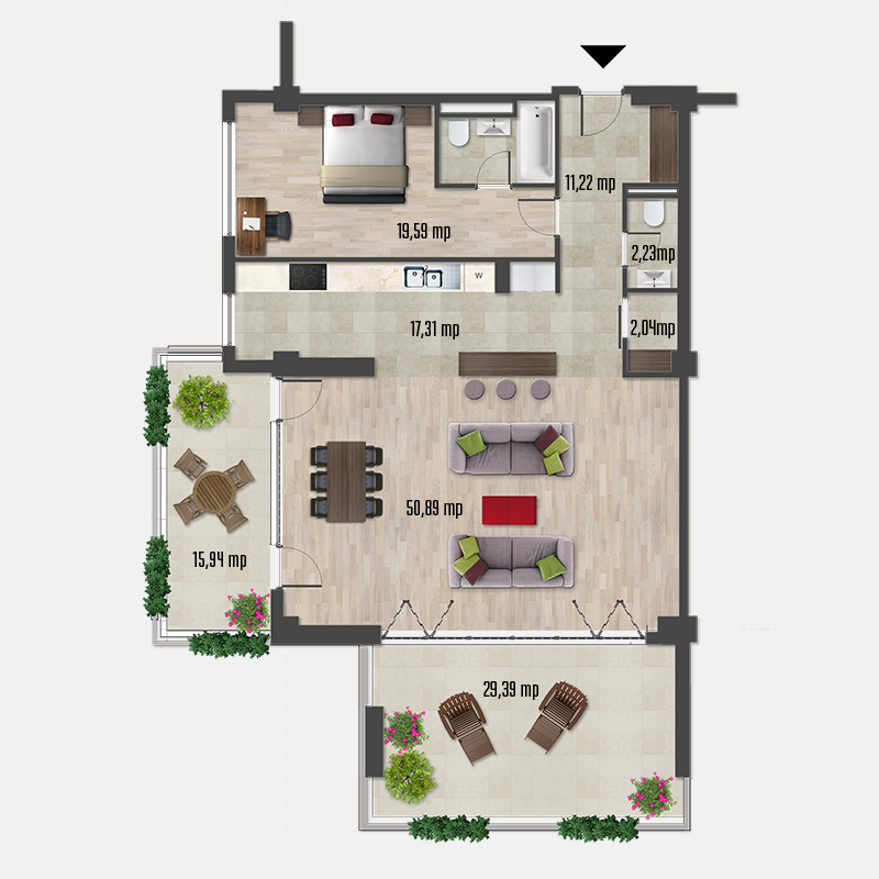 Apartament 2 camere &dash; tip 14