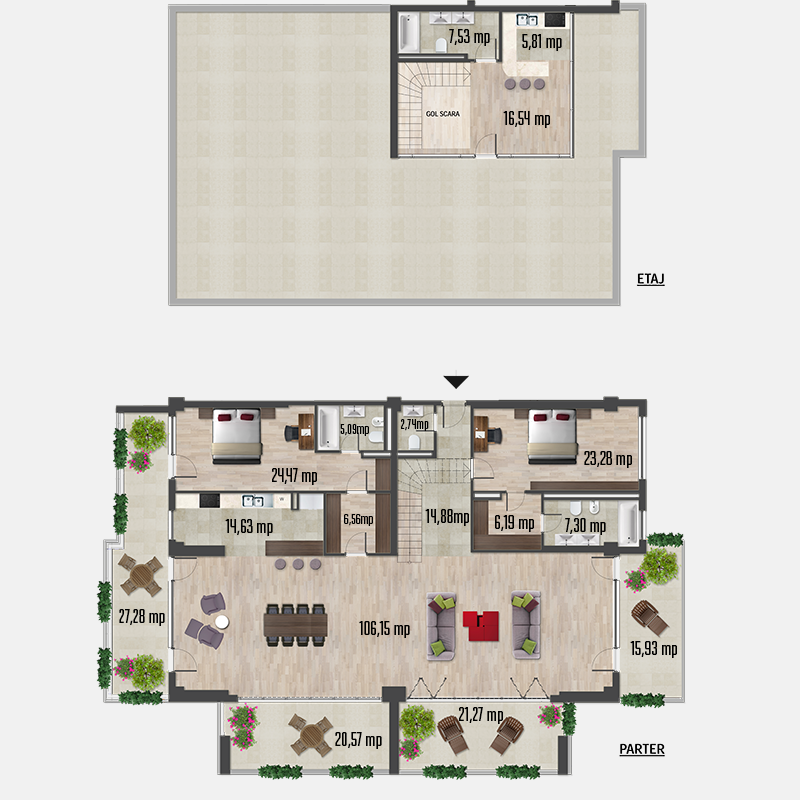 Apartament 4 camere &dash; tip 19 (penthouse)