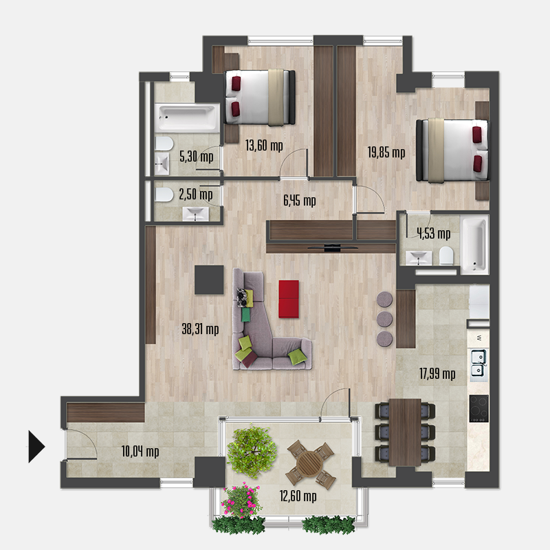 Apartament 3 camere &dash; tip 4